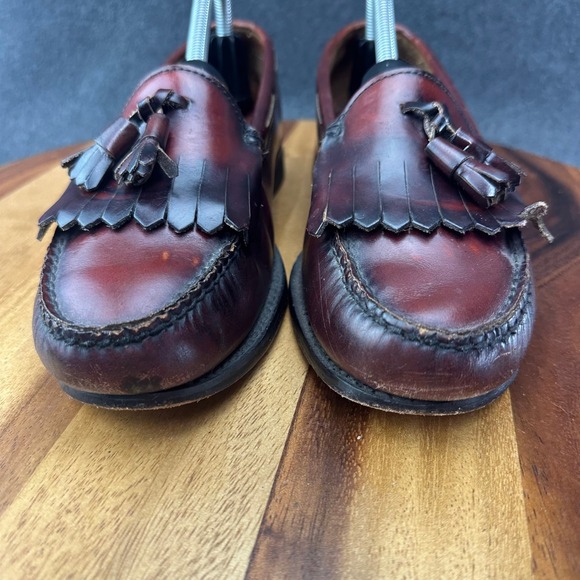 GH Bass Weejuns Mens Burgundy Leather Kiltie Tassel Loafers 8.5D Made in USA main image 14